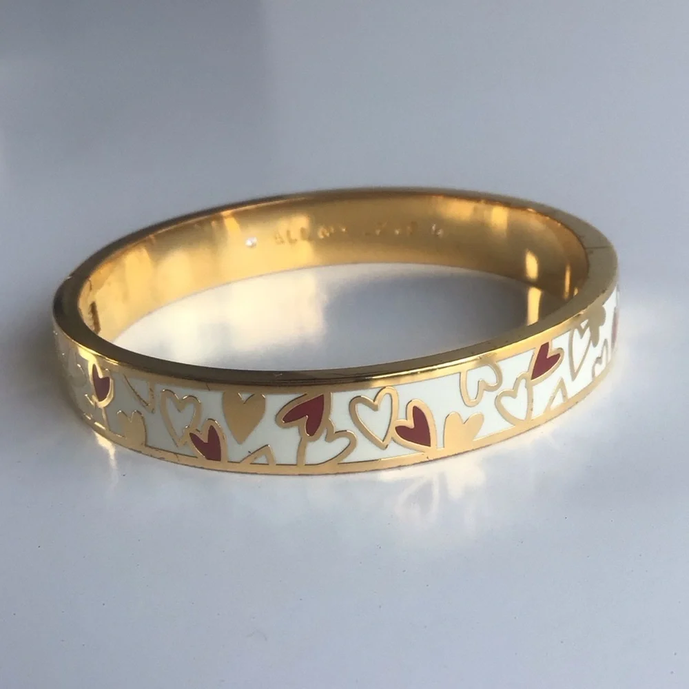 Kate Spade All My Love hearts gold plated Bangle Bracelet Rare - Picture 15 of 16